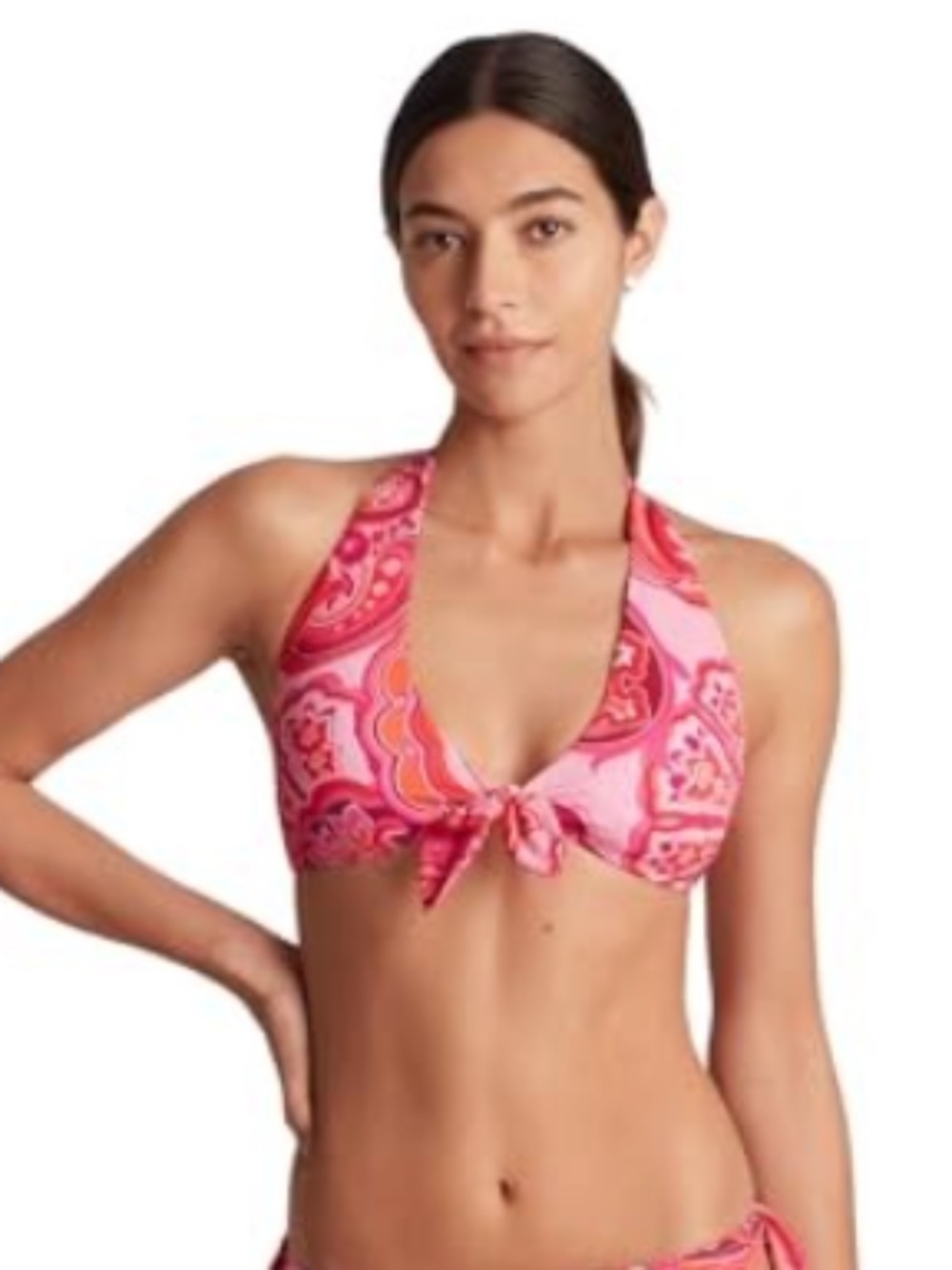 Lauren Ralph Lauren Provence Paisley Tie Front Halter Bikini Top Swim Sz 12 7652